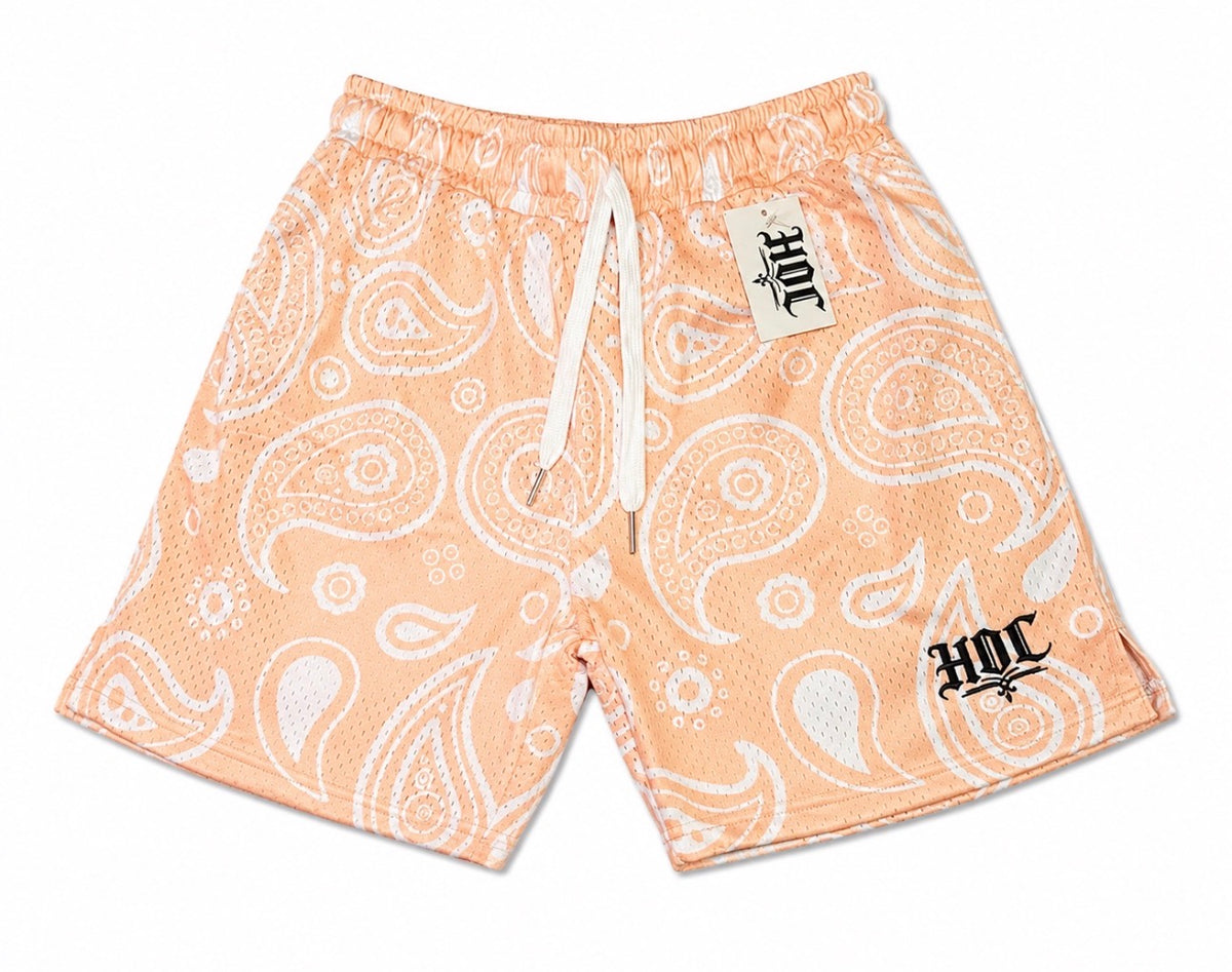 Peach Paisley HOC Shorts
